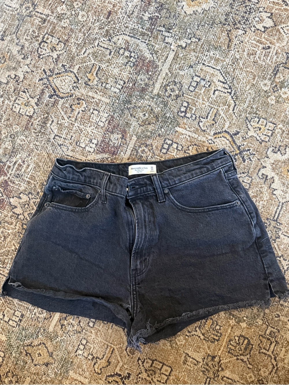 Abercrombie Curve Love High-Rise Black Denim Shorts